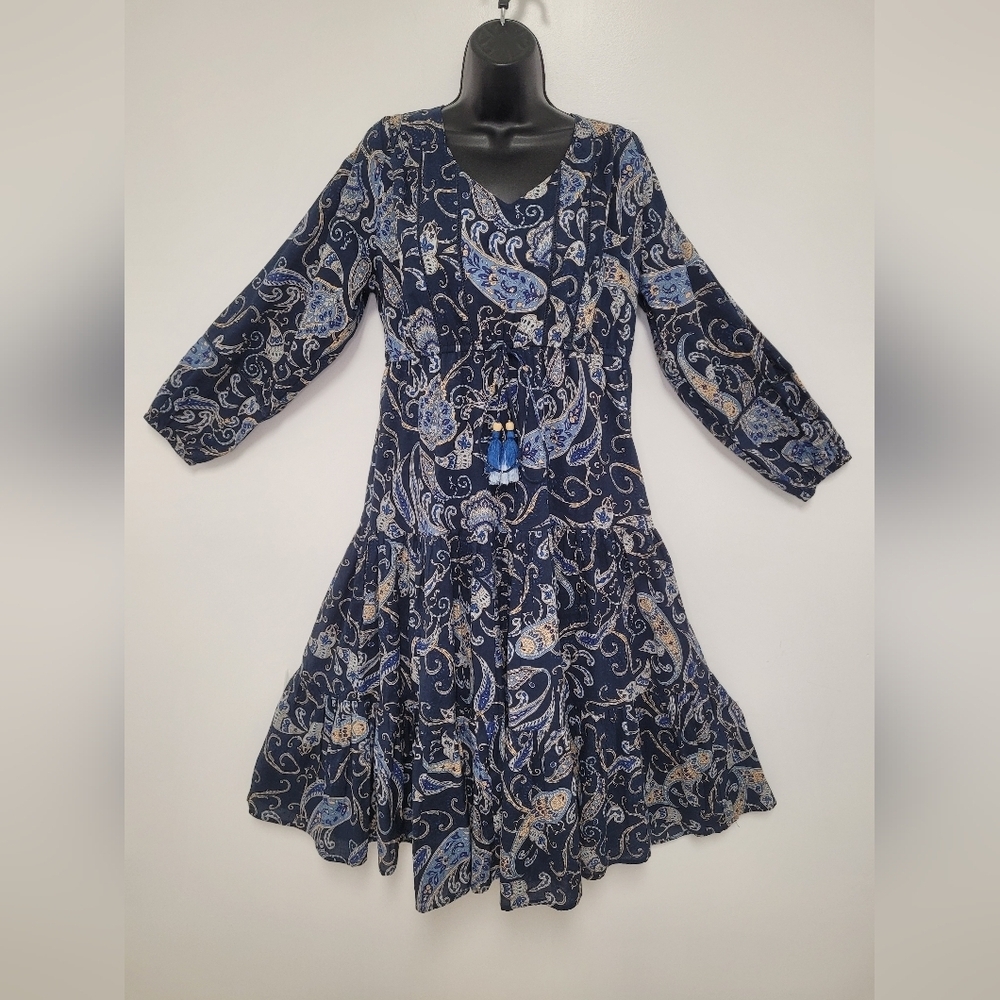 NWT Myra Bag 100% Cotton Donna Paisley Glory Dress Tiered Maxi Dress sz L